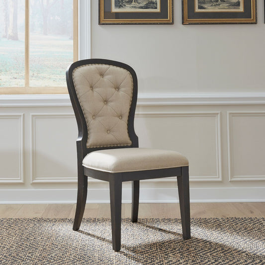 Americana Farmhouse - Uph Tufted Back Side Chair - Black