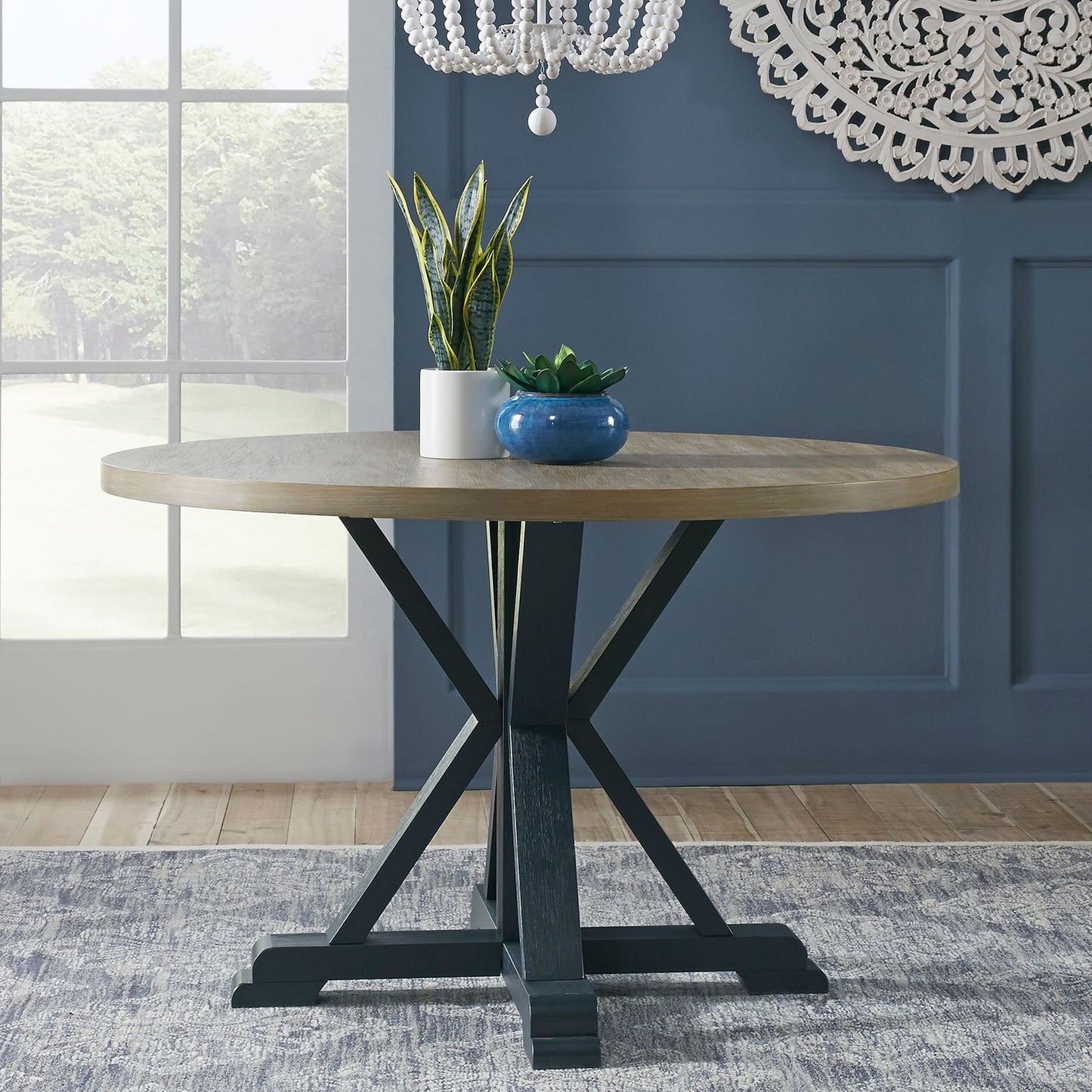 Lakeshore - Single Pedestal Table- Navy