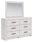 Cayboni Full Panel Bed with Mirrored Dresser, Chest and Nightstand