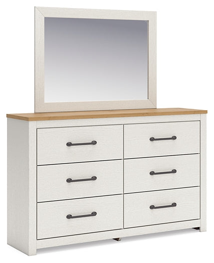 Linnocreek Twin Panel Headboard with Mirrored Dresser