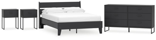 Socalle Full Panel Platform Bed with Dresser and 2 Nightstands