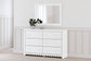 Mollviney Twin Panel Headboard with Mirrored Dresser, Chest and 2 Nightstands