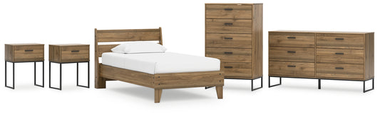 Deanlow Twin Platform Panel Bed with Dresser, Chest and 2 Nightstands