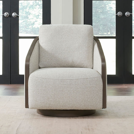 Nora - Uph Swivel Accent Chair - Dark Brown