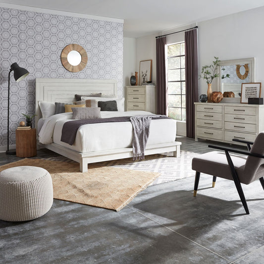 Modern Farmhouse - King California Platform Bed, Dresser & Mirror, Chest