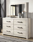 Cambeck Twin Panel Bed with 4 Storage Drawers with Mirrored Dresser and Chest