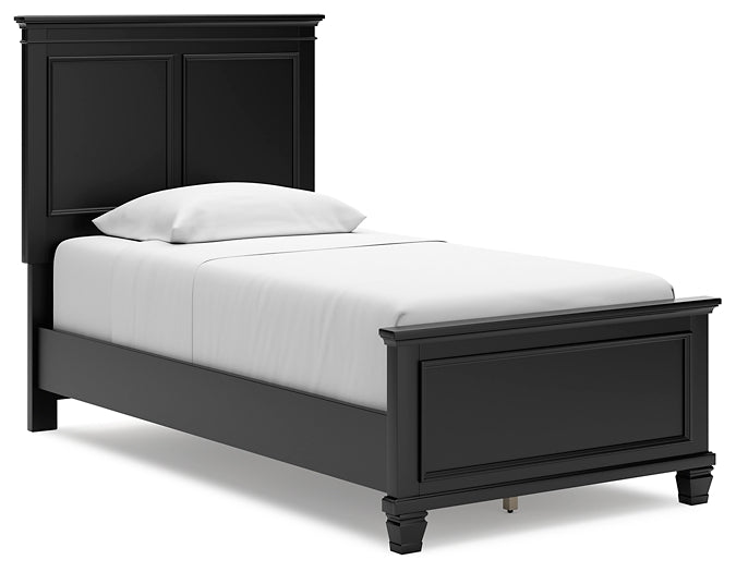 Lanolee Twin Panel Bed with Mirrored Dresser and Nightstand